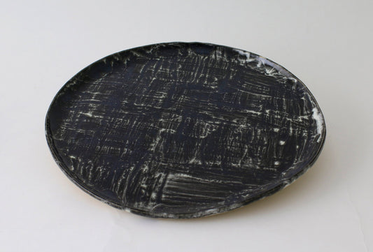 Platter - Round | Brushstroke | Charcoal Drip - Platter - Round