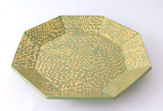 Tray - Octagon | Dappled | Sage + Gold Lustre - Tray - Octagon